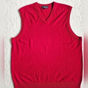 Hart Schaffner Marx Sweater Vest Men XL Red 100% Extra Fine Merino Wool Pullover